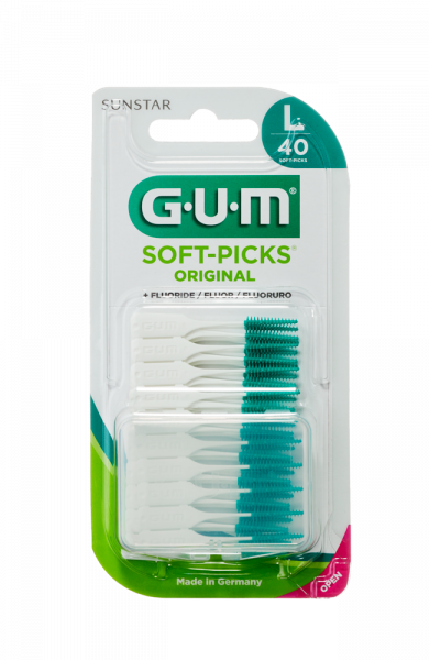 GUM Soft-Picks fogköztisztító kefe fluoriddal- nagy méret, 40 db