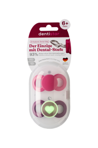 Dentistar nappali és éjszakai cumi, 6-14 hónapos korig, rózsaszín