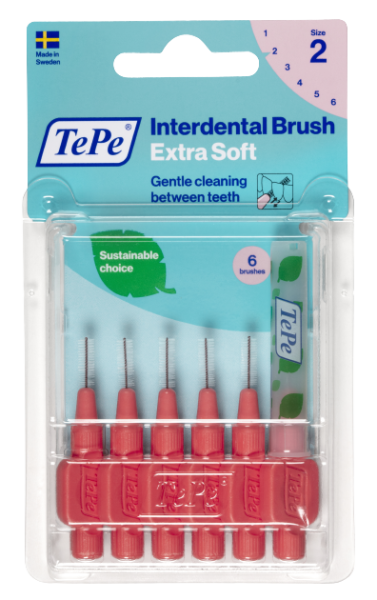 TePe Extra soft fogköztisztító kefék 0,5 mm, halványpiros, 6 db