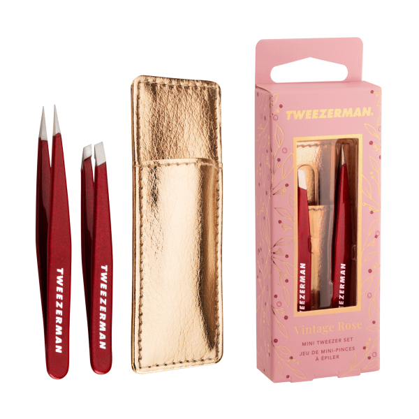Tweezerman Vintage Rose Mini Tweezer Set – csipeszkészlet tokban, ajándékcsomagolásban