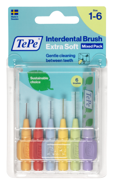 TePe Extra Soft fogköztisztító kefék, kezdőkészlet, 6 féle méret