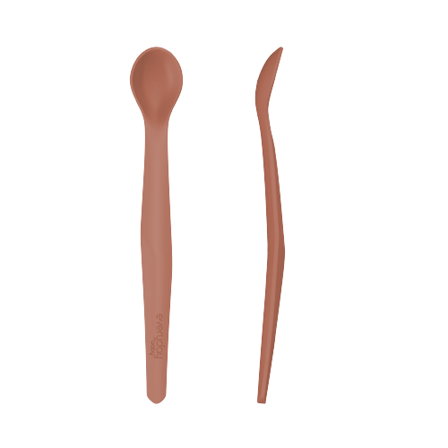 Everyday Baby szilikon kanál, Natúr Piros, 2 db