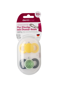 Dentistar Day & Night Soother, nappali és éjszakai cumi, 14 hónapos kortól, sárga