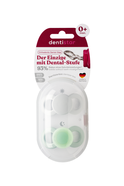 Dentistar Day & Night Soother, nappali és éjszakai cumi, 0-6 hónapos korig, zöld