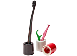 Kézzel készített kerámia fürdőszobai állvány, I love Profimed felirattal, kék színben