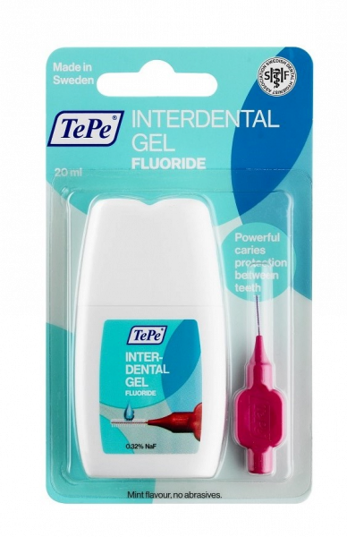 TePe Interdental Gel 20 ml + fogközi kefe rózsaszín vagy piros, bliszter 