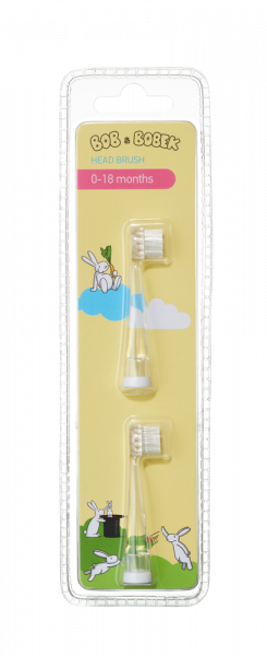 Bob & Bobek szónikus gyerekfogkefe pótfej, 0-18 hónap, 2 db