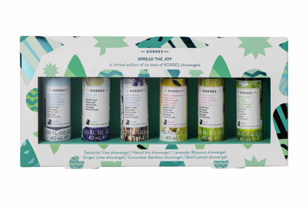KORRES SPREAD OF JOY ajándékkészlet 6 mini tusfürdő gél, 6 x 40 ml