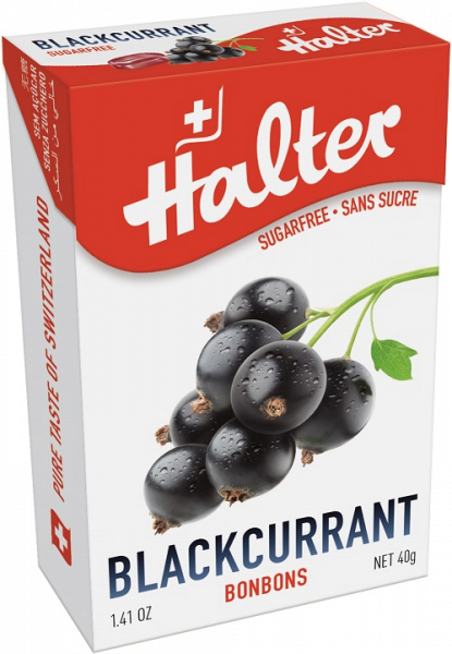 Halter Fekete ribizlis bonbonok (kemény cukorkák), 40 g