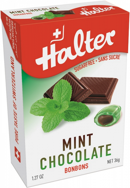 Halter Mentás-csokoládés bonbonok (töltött, kemény cukorkák), 36 g