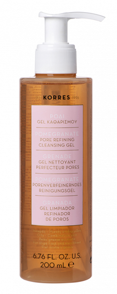 KORRES Pomegranate cleans gel - Gyengéd tisztító gél kombinált, vagy akár zsíros bőrre, 200 ml