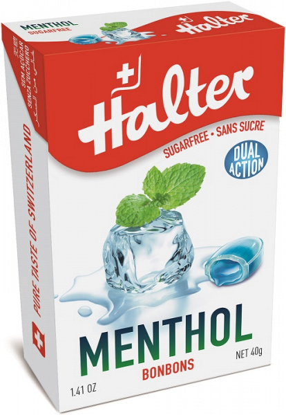 Halter Mentolos bonbonok (töltött, kemény cukorkák), 40 g