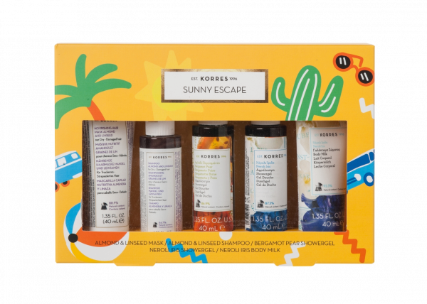 KORRES SUNNY ESCAPE test- és hajápoló termékcsomag úti kiszerelésben, 5x 40 ml