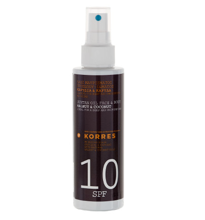 KORRES Suntan Oil - SPF10 napozó olaj kókusz & dió kivonattal, 150 ml