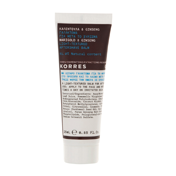 KORRES little For Men After Shave Balm – Körömvirág és ginseng tartalmú borotválkozás utáni balzsam, 25 ml (úti csomag)