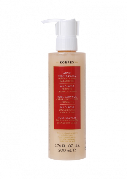KORRES Wild Rose - vadrózsás habzó arctisztító, 200 ml