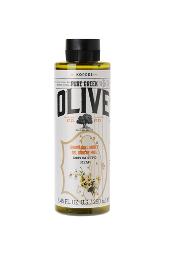 KORRES Pure Greek Olive méz illatú tusfürdő görög extra szűz olívaolajjal, 250 ml