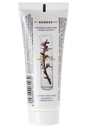 KORRES Little Hair Mask – mandulás és lenmagos hajpakolás száraz és töredezett hajra (utazó kiszerelés), 40 ml