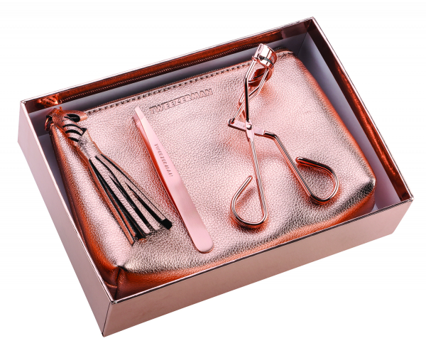 Tweezerman Szett rose-gold csipesszel és szempilla göndörítővel
