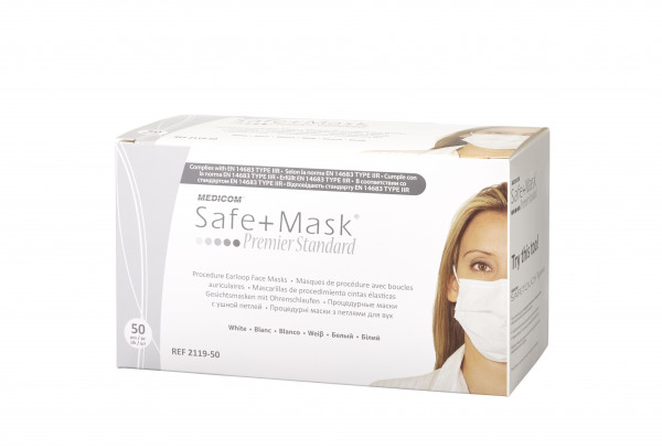 Medicom Safe Mask Premier Standard IIR sebészeti maszk, fehér, 50 db