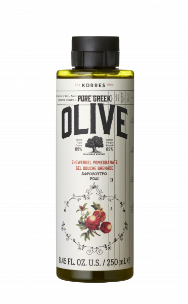 KORRES Pure Greek Olive – tusfürdő görög extra szűz olívaolajjal, gránátalma illattal, 250 ml