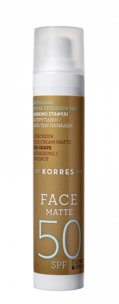 KORRES Red Grape Sunscreen Face Cream Matte SPF50 – mattító hatású napvédő arckrém, 50 ml
