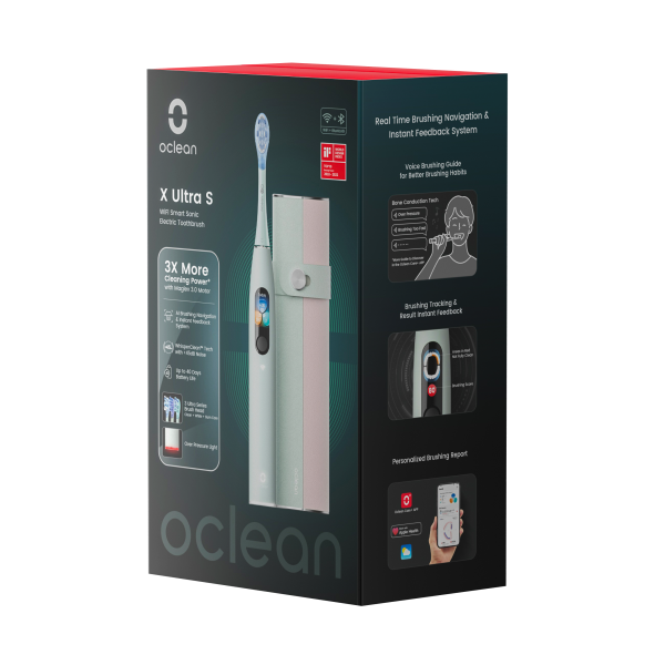 Oclean X Ultra Set – szónikus fogkefe és utazótok, zöld
