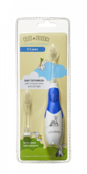 Bob & Bobek szónikus gyerekfogkefe, sötétkék, 0-5 éves korig