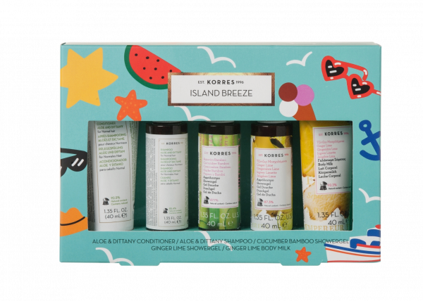 KORRES ISLAND BREEZE test- és hajápoló termékcsomag úti kiszerelésben, 5x 40 ml