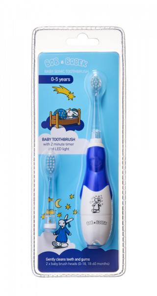 Bob & Bobek szónikus gyerekfogkefe, éjszakai sötétkék, 0-5 éves korig