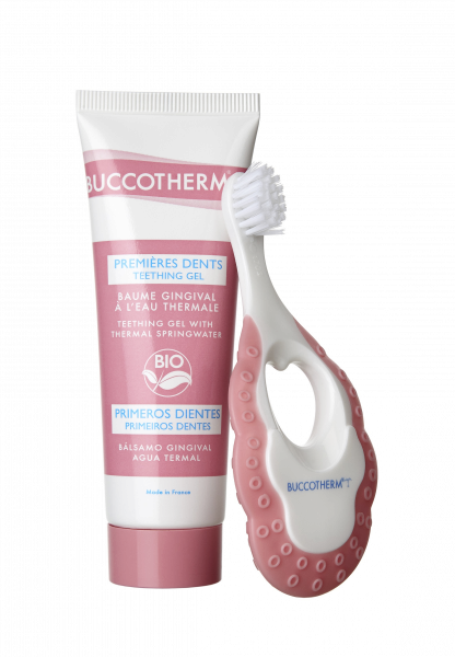 Buccotherm Masszázs Gél az első fogakra, 50 ml + fogkefe extra puha sörtékkel