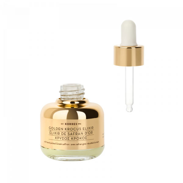 KORRES GOLDEN KROCUS Ageless Saffron Elixir Serum – sáfrány-elixír a bőr öregedése ellen, 30 ml
