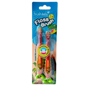 Brush-baby Dinosaur FlossBrush™ gyerekfogkefe dinoszaurusz mintával, 2 db, 3-6 év