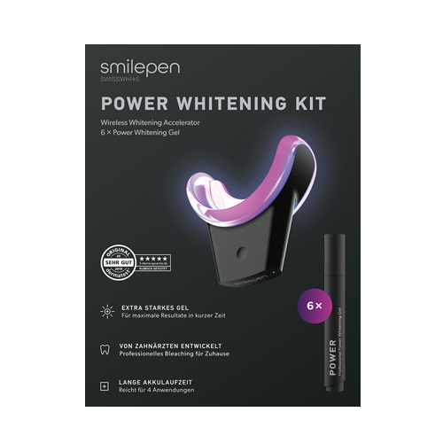 Smilepen Power Whitening Kit, fogfehérítő készlet vezeték nélküli LED izzós készülékkel (+ 6 db géltoll)
