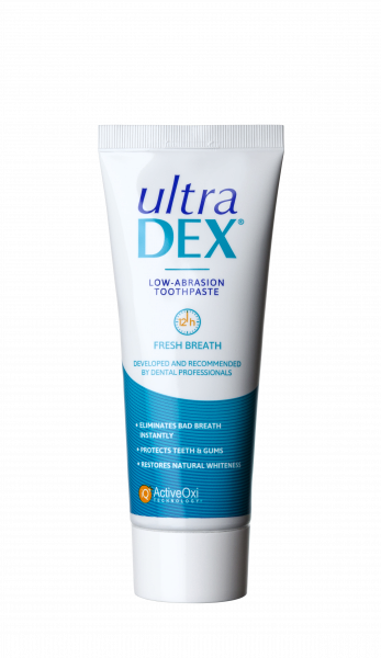 UltraDEX alacsony abrazivitásu fogkrém fluoridokkal, 75 ml