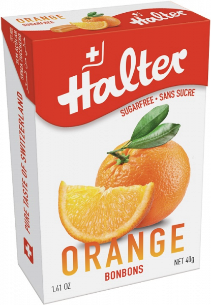 Halter Narancsos bonbonok (kemény cukorkák), 40 g