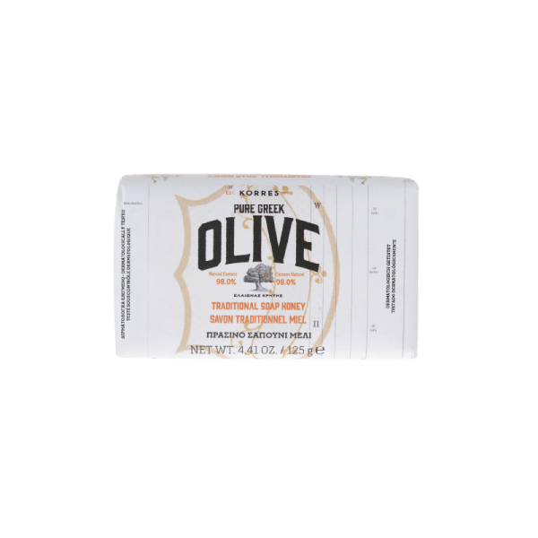 KORRES Pure Greek Olive – méz illatú kemény szappan görög extra szűz olívaolajjal, 125 g