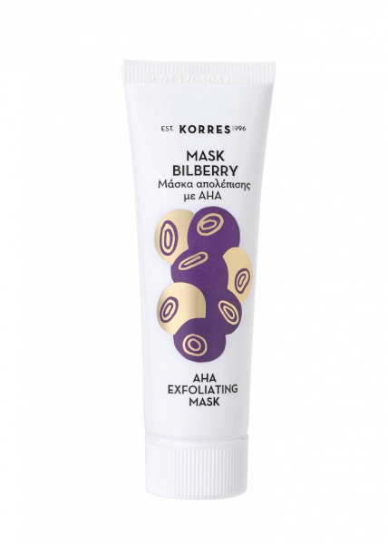 KORRES Beauty Shots – Bilberry AHAs Mask – AHA-tartalmú arcmaszk fekete áfonyával, 18 ml