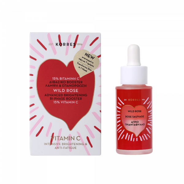 KORRES Wild Rose - vadrózsás, 15%-os C-vitamint tartalmazó, kétfázisú bőrvilágosító, 30 ml