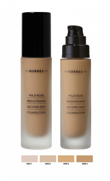 KORRES Wild Rose Make-up - világosító make-up vadrózsa illattal és SPF15 fényvédő faktorral, WRF3 árnyalat, 30 ml