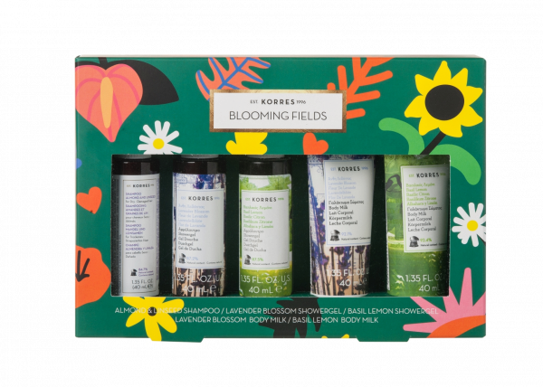 KORRES BLOOMING FIELDS test- és hajápoló termékcsomag úti kiszerelésben, 5x 40 ml