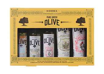 KORRES Olive Collection – haj- és bőrápoló termékcsomag úti kiszerelésben