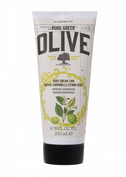 KORRES Pure Greek Olive – lime illatú hidratáló testápoló tej, görög extra szűz olívaolajjal, 200 ml