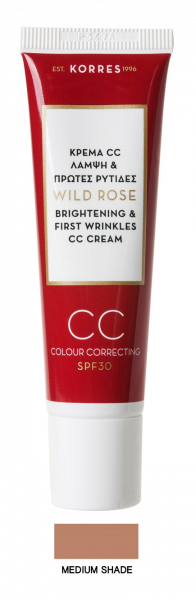 KORRES Wild Rose CC cream medium - CC krém, medium színárnyalat, SPF 30, 30 ml