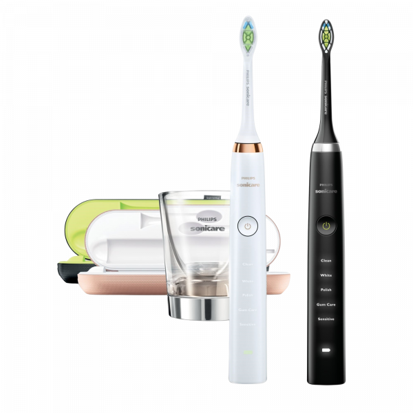 Philips Sonicare DiamondClean Black/RoseGold HX9392/39, szónikus elektromos fogkefe dupla csomag üvegpohár töltővel