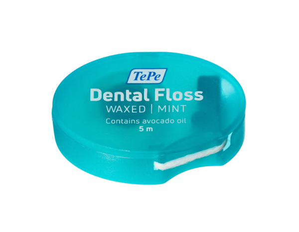 TePe Dental Floss, nyál hatására duzzadó, viaszolt fogselyem menta ízű, 5 m