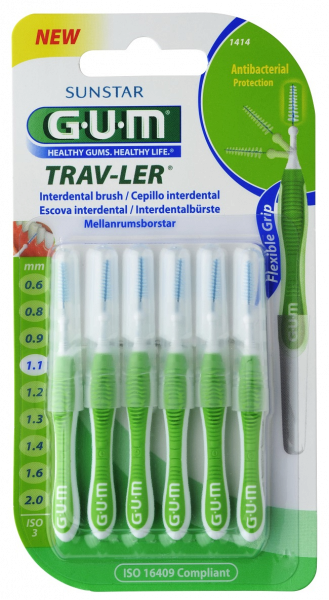 GUM TRAV-LER fogközi kefék, 1,1 mm-es, ISO 3, 6 db