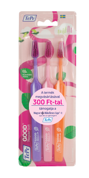 TePe GOOD Regular lágy, limitált kiadású Pink Ribbon fogkefe szett