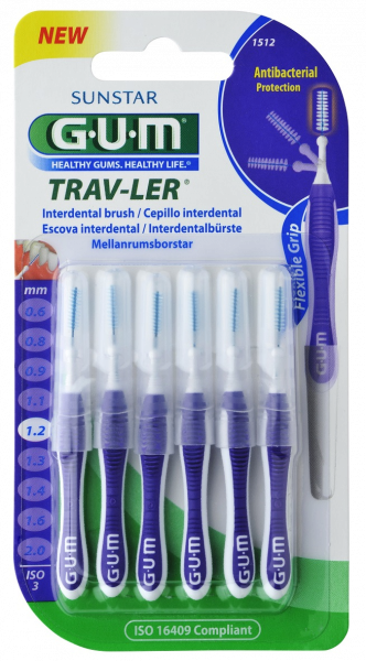 GUM TRAV-LER fogközi kefék, 1,2 mm-es, 6 db