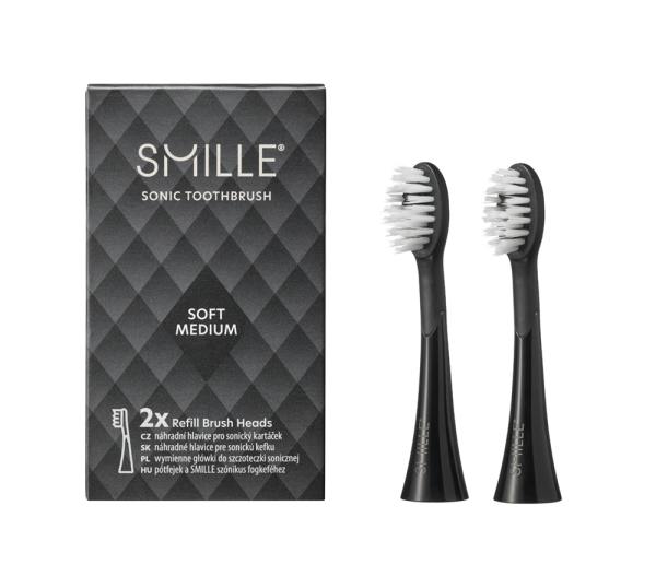 SMILLE Sonic Brush szónikus fogkefe pótfejek – fekete (2 db)